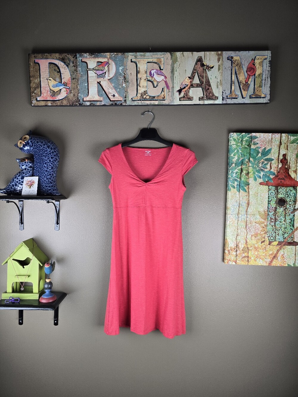 Toad & Co. Horny Toad Half Cap Sleeve Coral V Neck Dress XS
